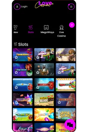 Love Casino Nederland slots categorie mobiel scherm