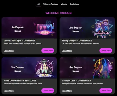 LoveCasino 2 bonussen